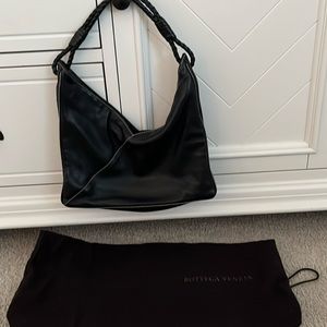 Bottega Veneta black calfskin leather handbag